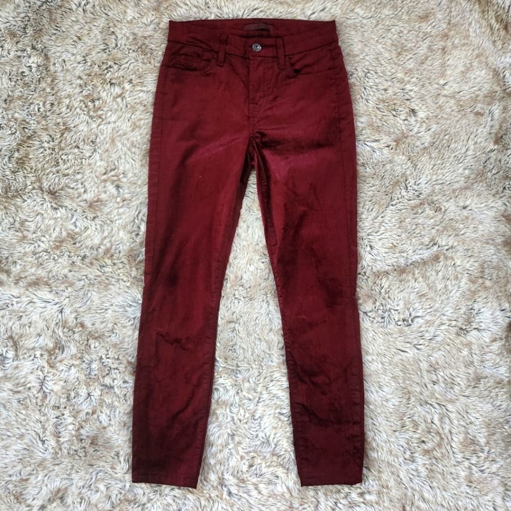 7 For All Mankind Red Velvet Ankle Skinny Mid Rise Pants Women's Size‎ 25
